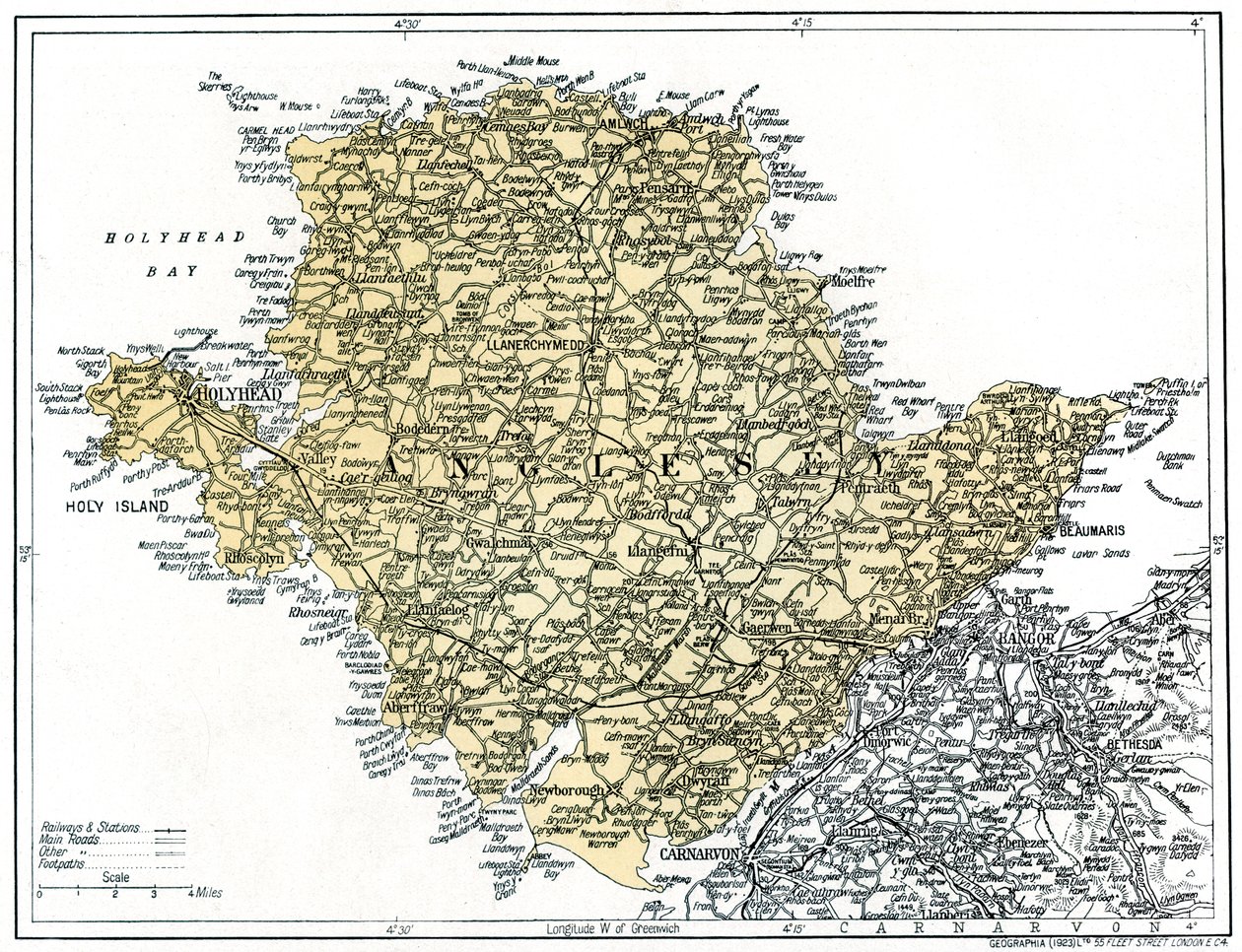 Kart over Anglesey, 1924-1926 av Unbekannt