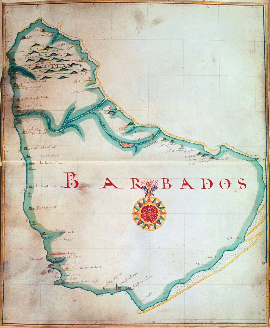 Kart over Barbados, 1683 av Unbekannt