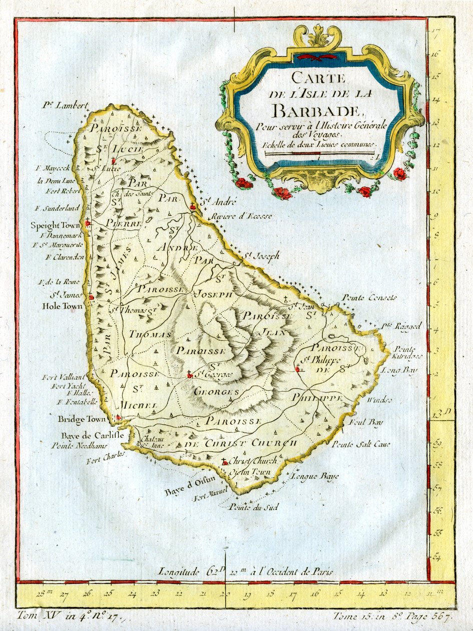 Kart over Barbados, c1764 av Unbekannt