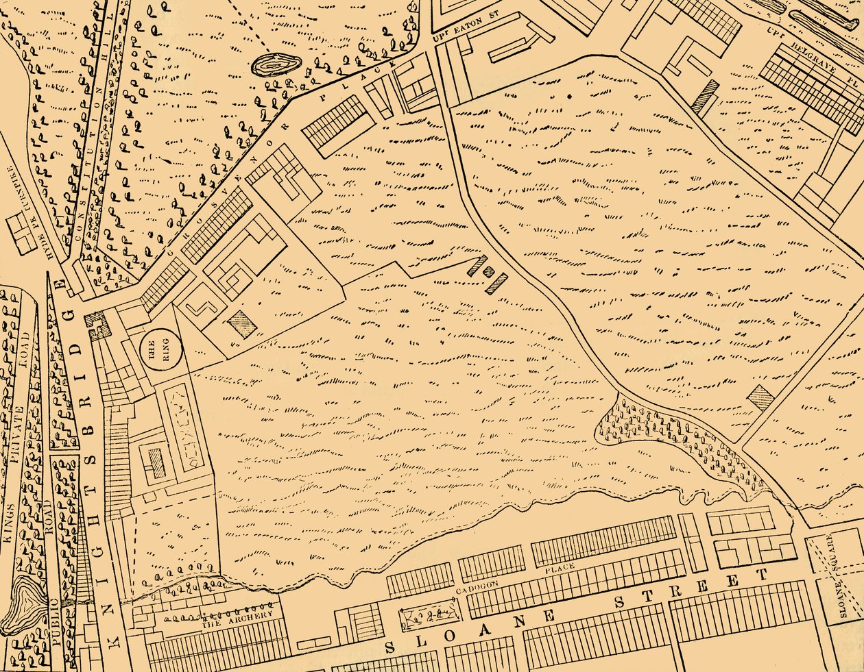 Kart over Belgravia, 1814, c1876. av Unbekannt
