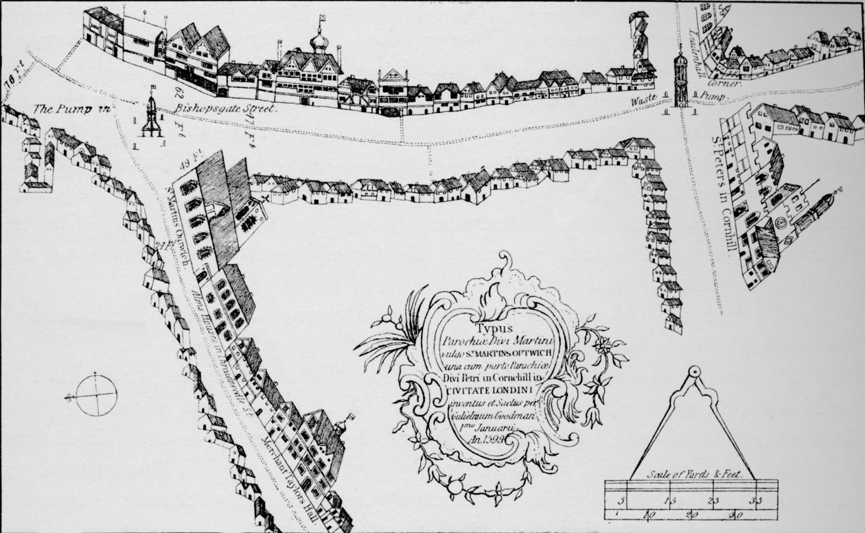 Kart over Bishopsgate, City of London, c1599 1904 av Unbekannt