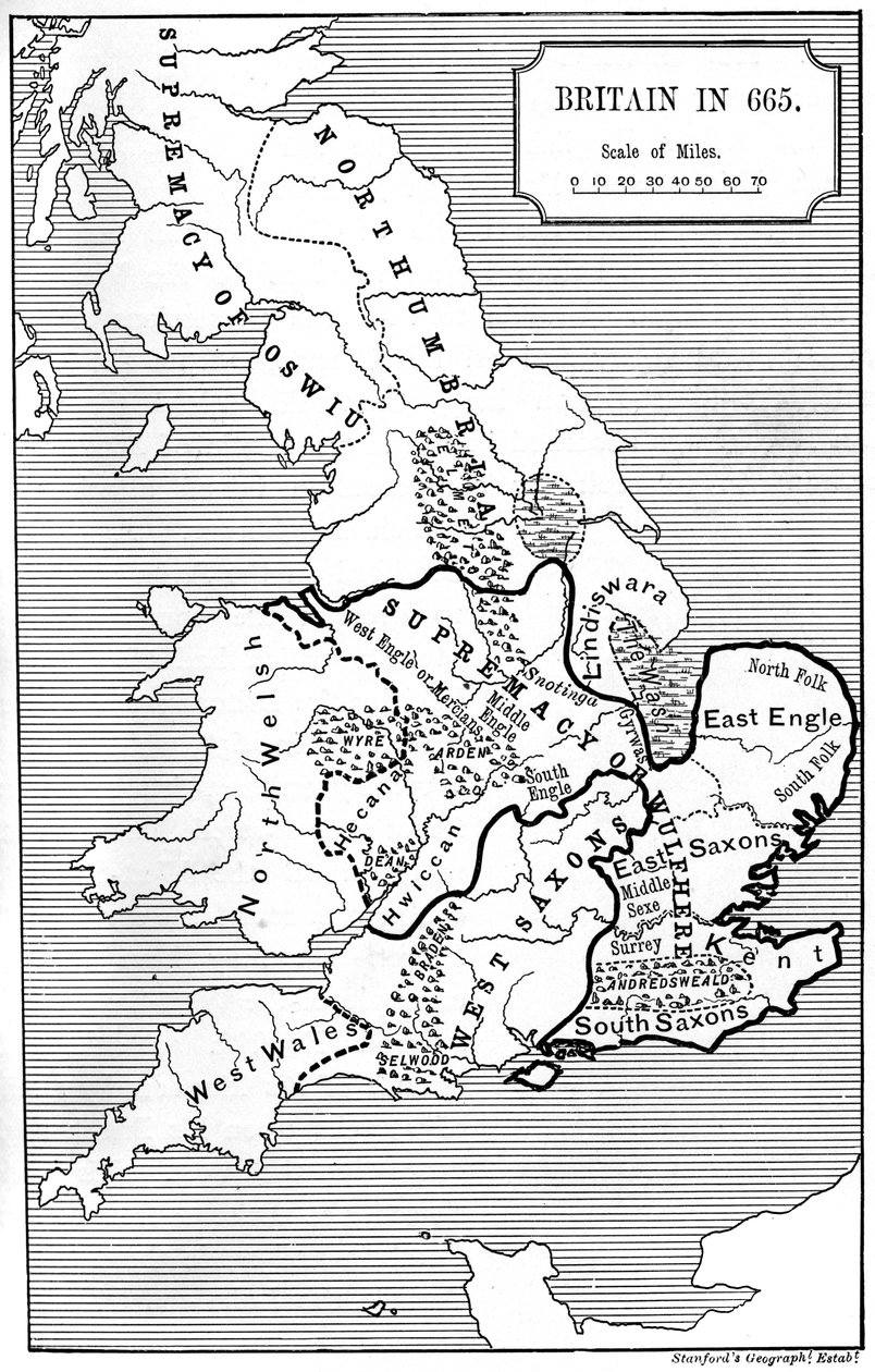 Kart over Storbritannia i 665, 1892 av Unbekannt