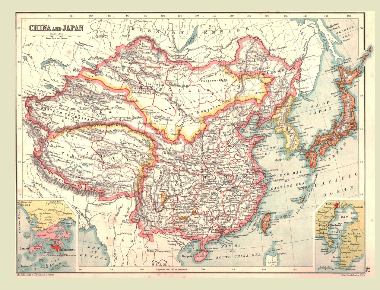 Kart over Kina og Japan, 1902. av Unbekannt