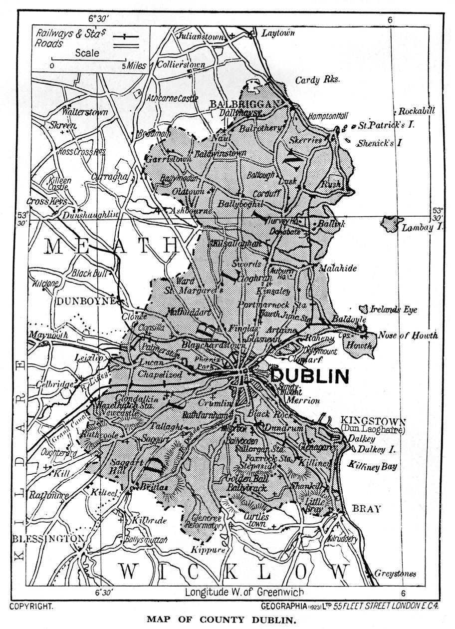Kart over County Dublin, Irland, 1924-1926 av Unbekannt
