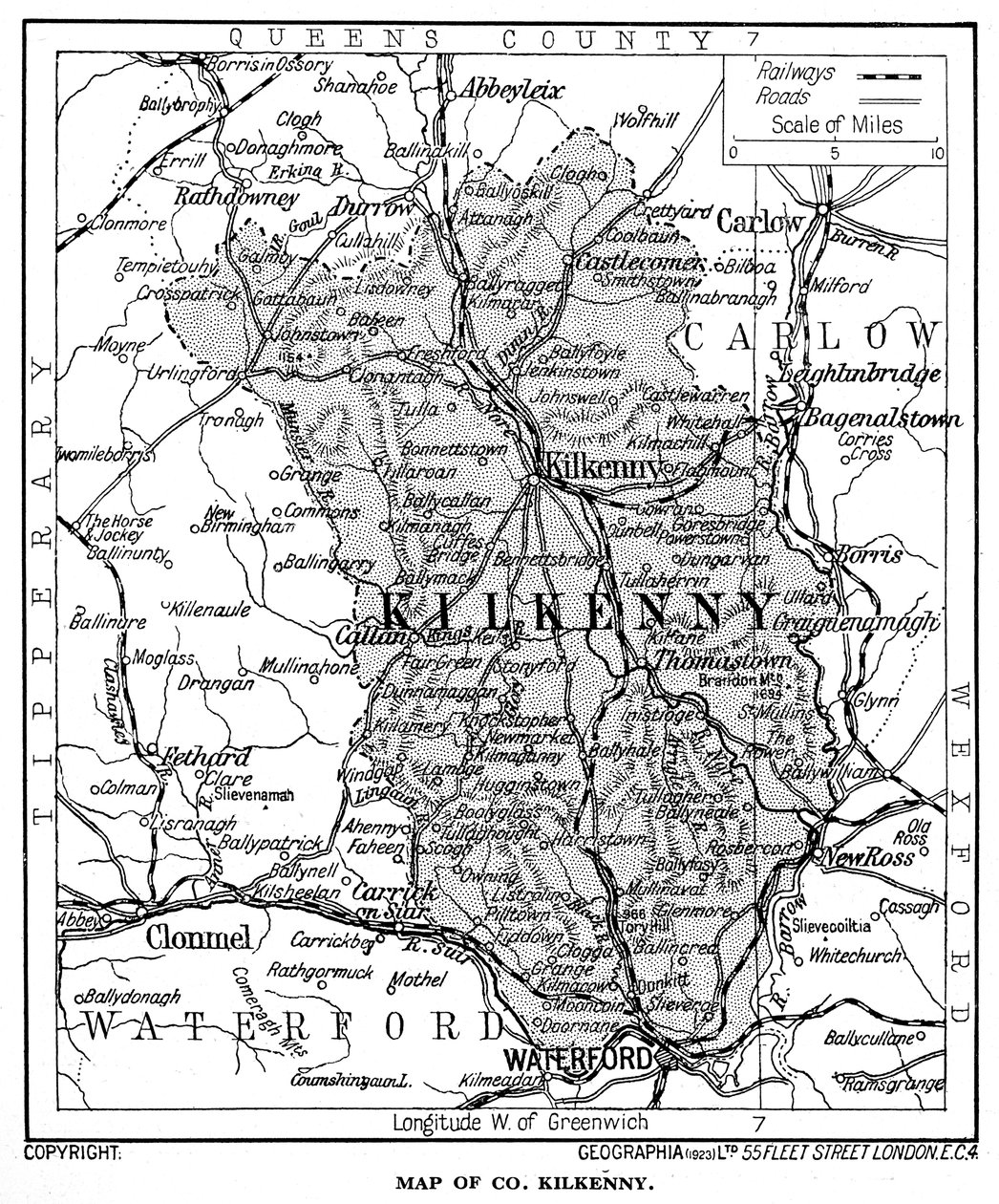 Kart over County Kilkenny, Irland, 1924-1926 av Unbekannt