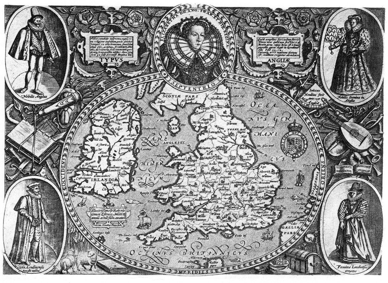 Kart over England, 1500-tallet, 1896 av Unbekannt