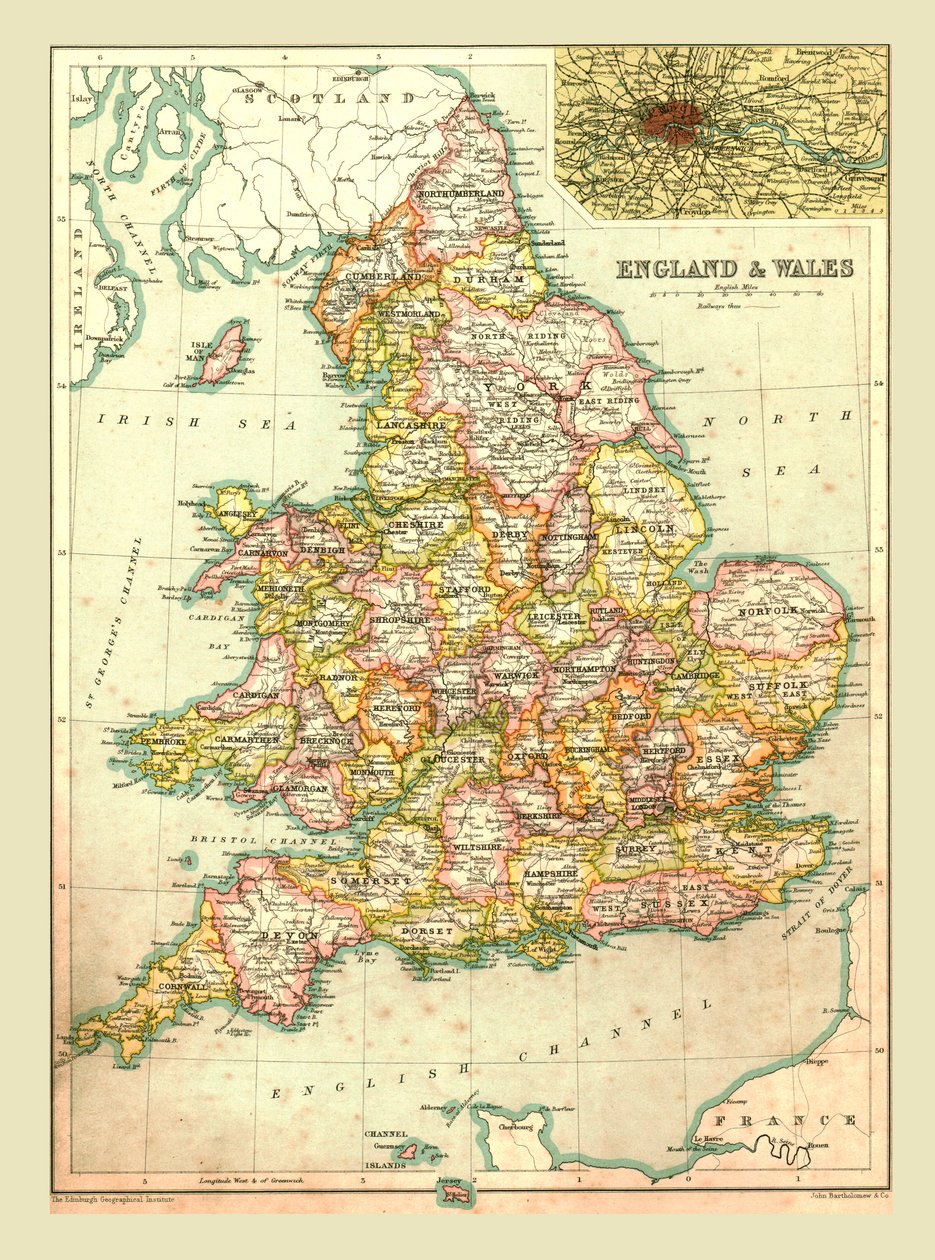 Kart over England og Wales, 1902. av Unbekannt