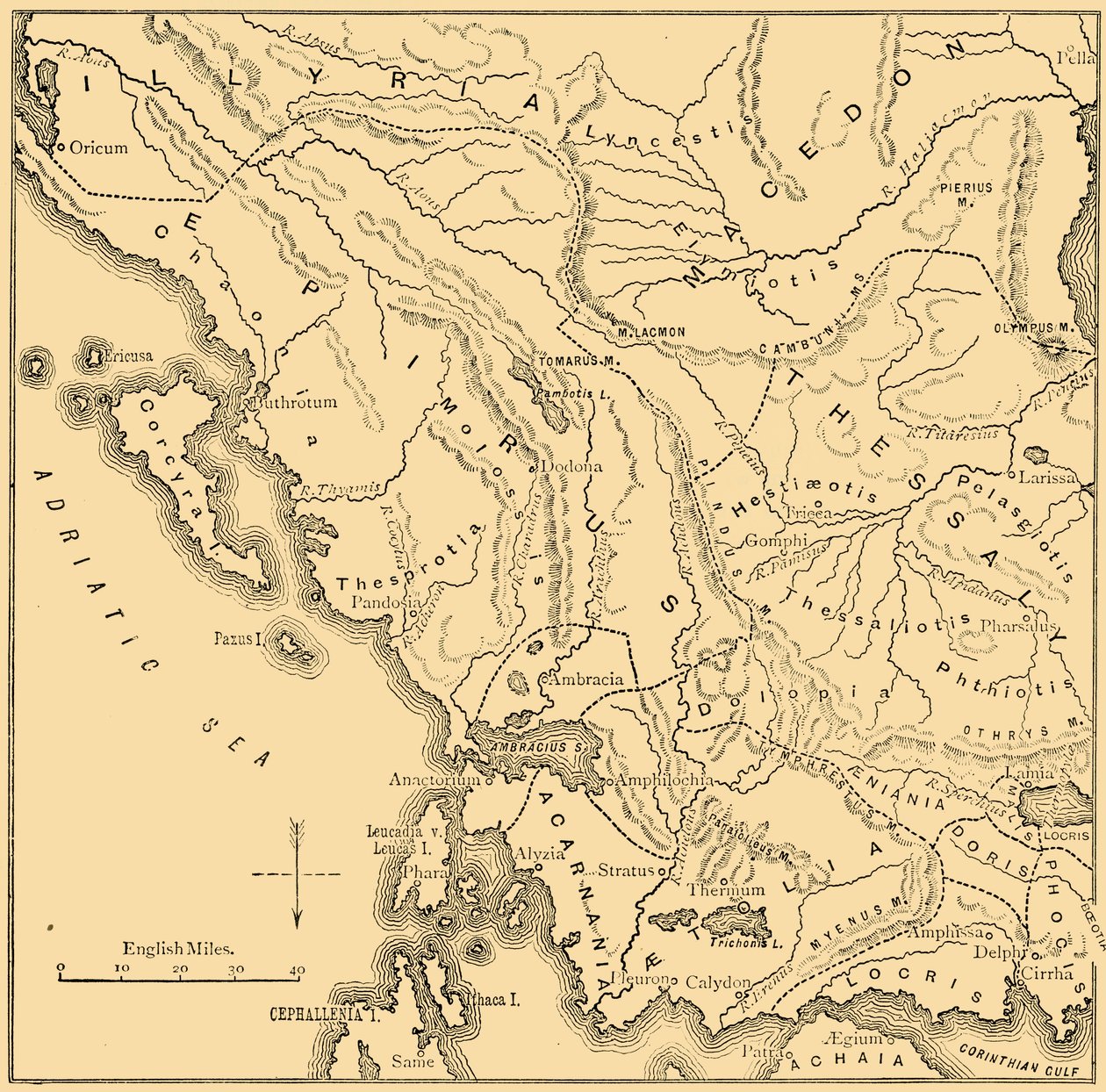 Kart over Epirus og Vest-Hellas, 1890. av Unbekannt