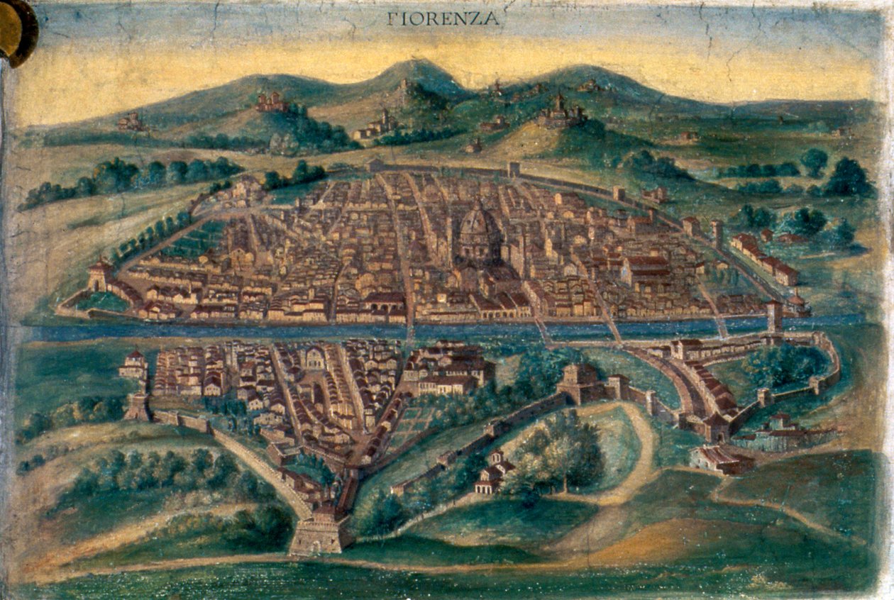 Kart over Firenze, 1400-tallet av Unbekannt
