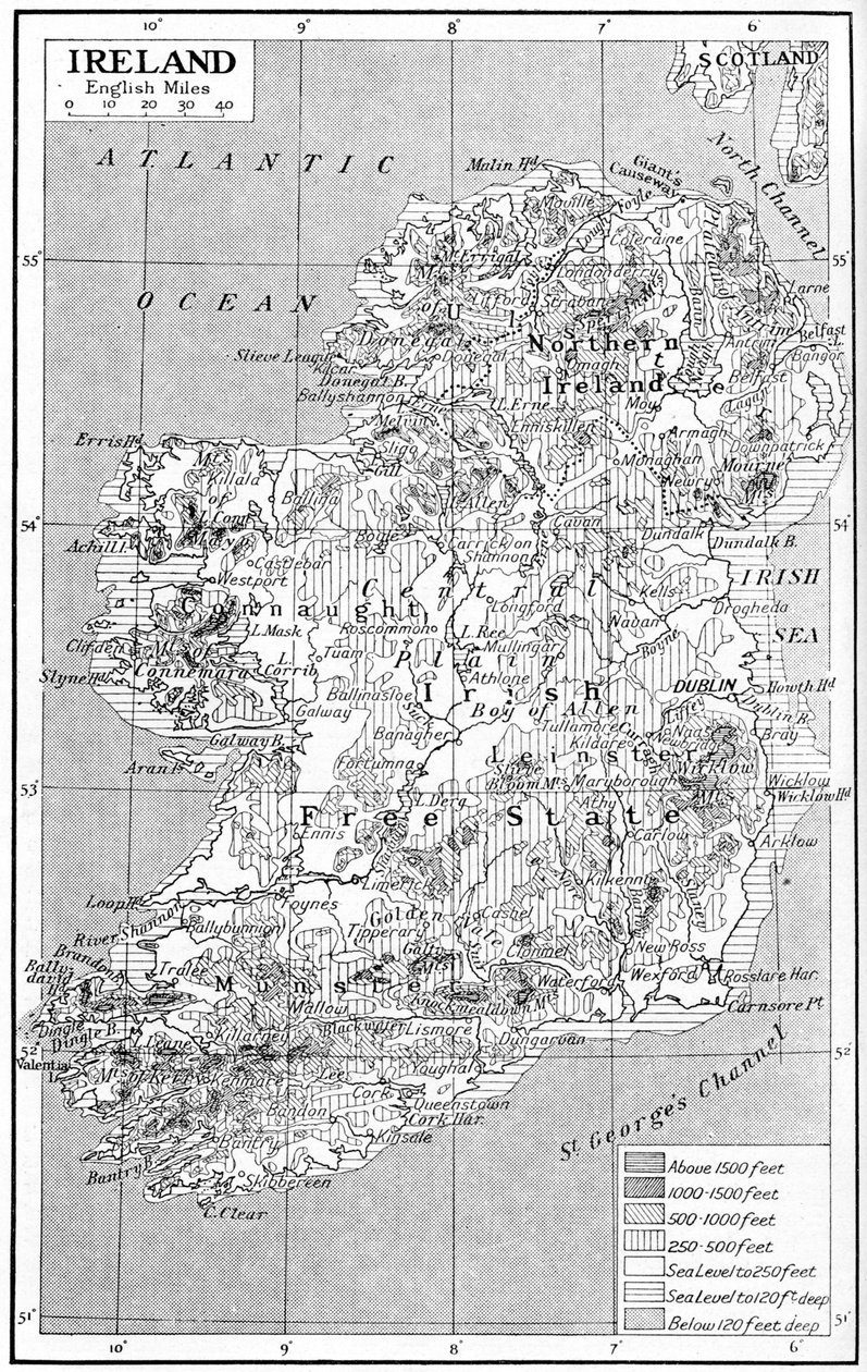 Kart over Irland, ca 1930-tallet av Unbekannt