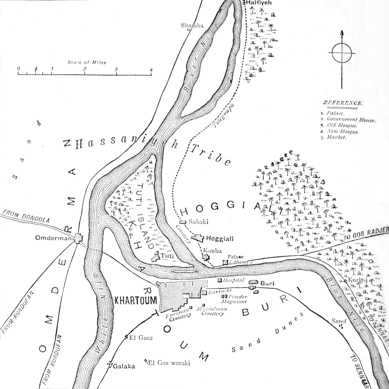 Kart over Khartoum og omegn, c1885 av Unbekannt