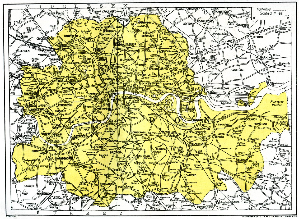 Kart over London, 1924-1926 av Unbekannt