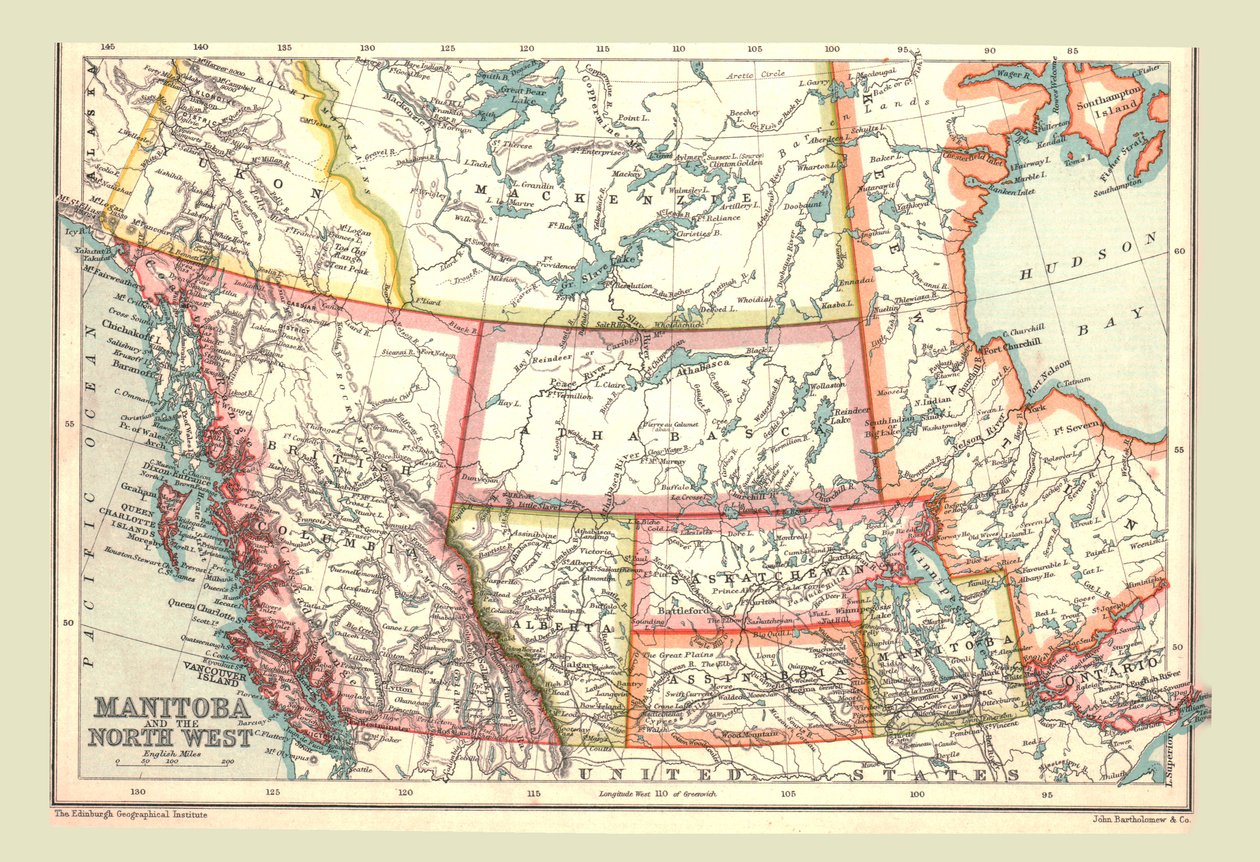 Kart over Manitoba og Nordvest, 1902. av Unbekannt