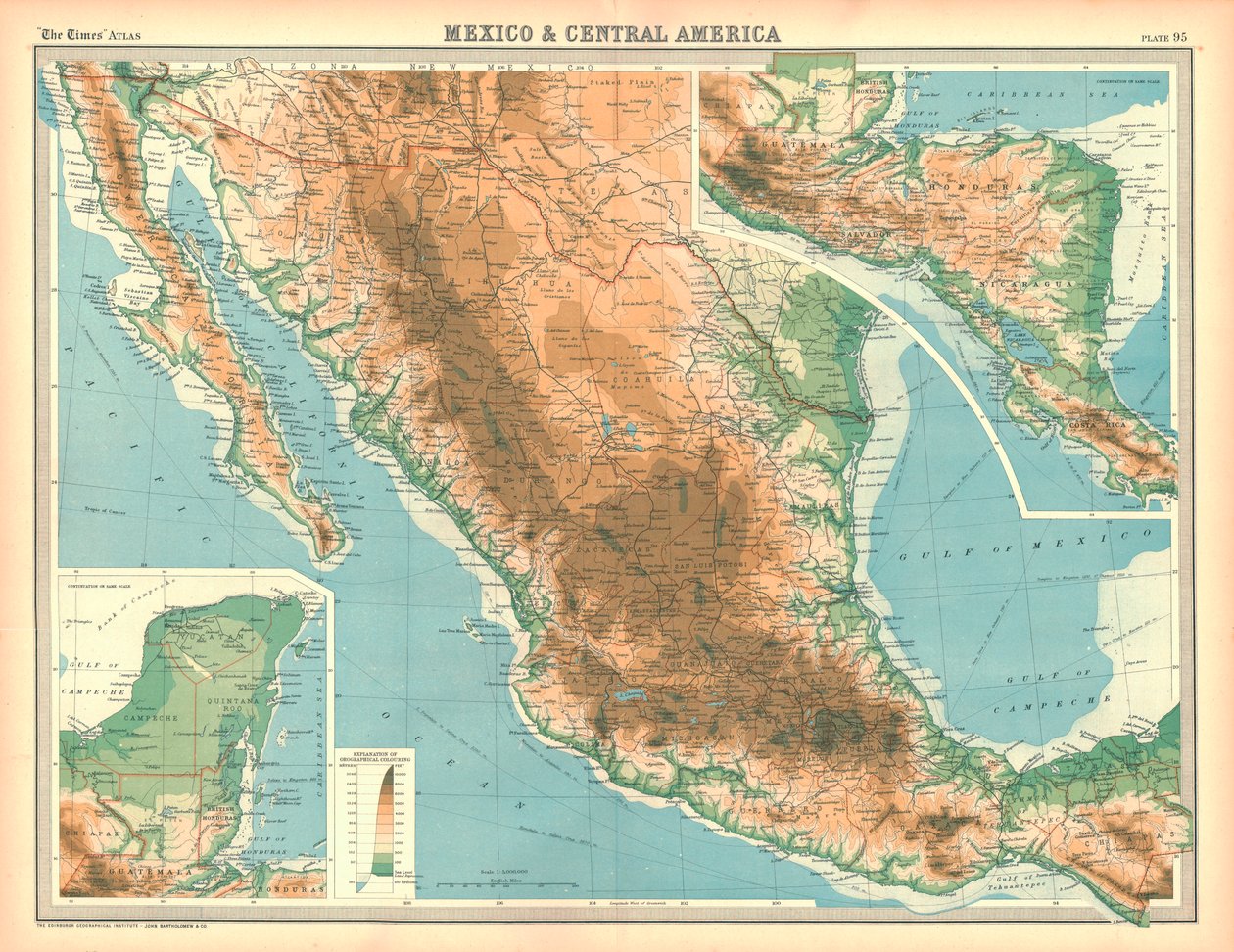 Kart over Mexico og Mellom-Amerika av Unbekannt