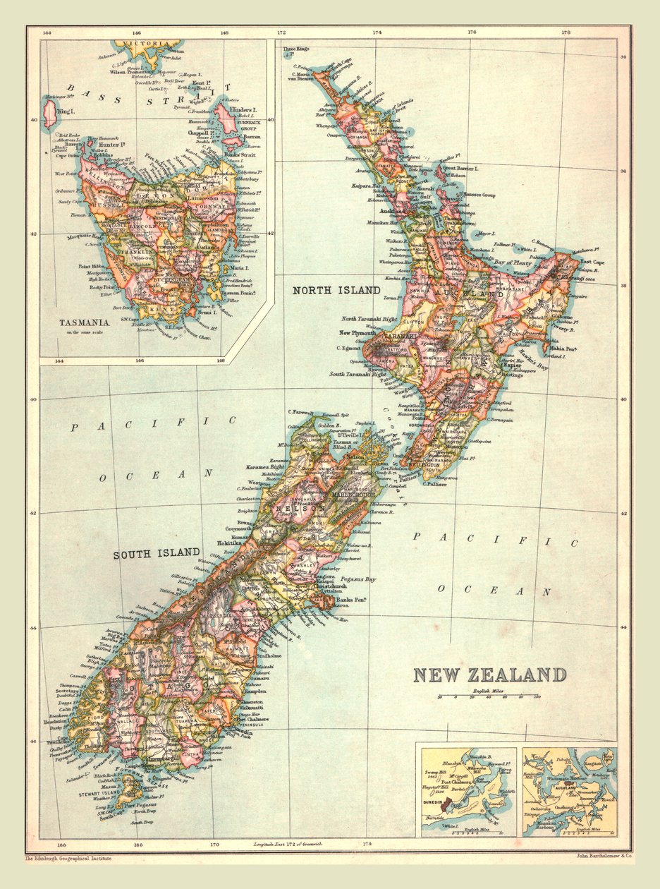 Kart over New Zealand, 1902. av Unbekannt