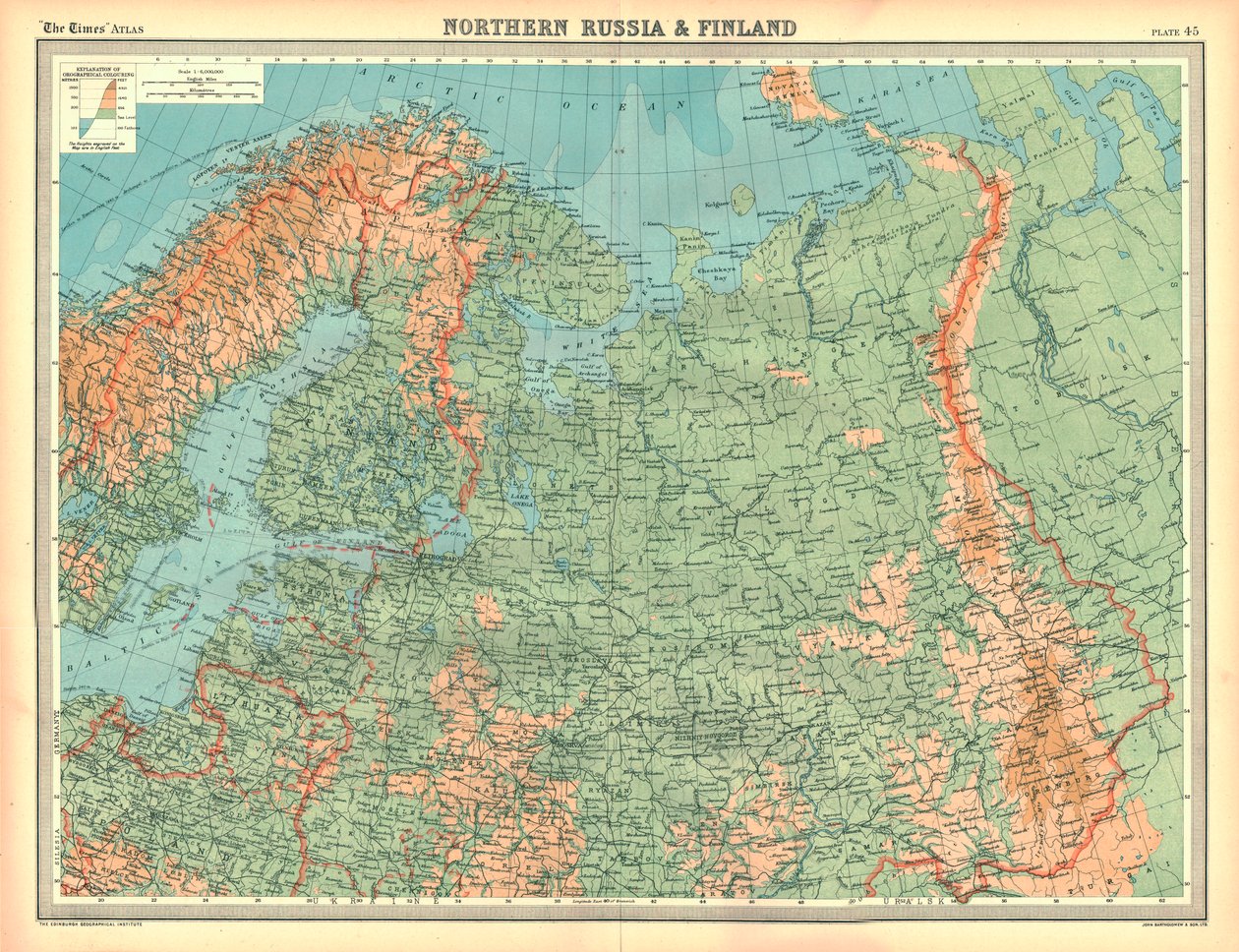 Kart over Nord-Russland og Finland av Unbekannt