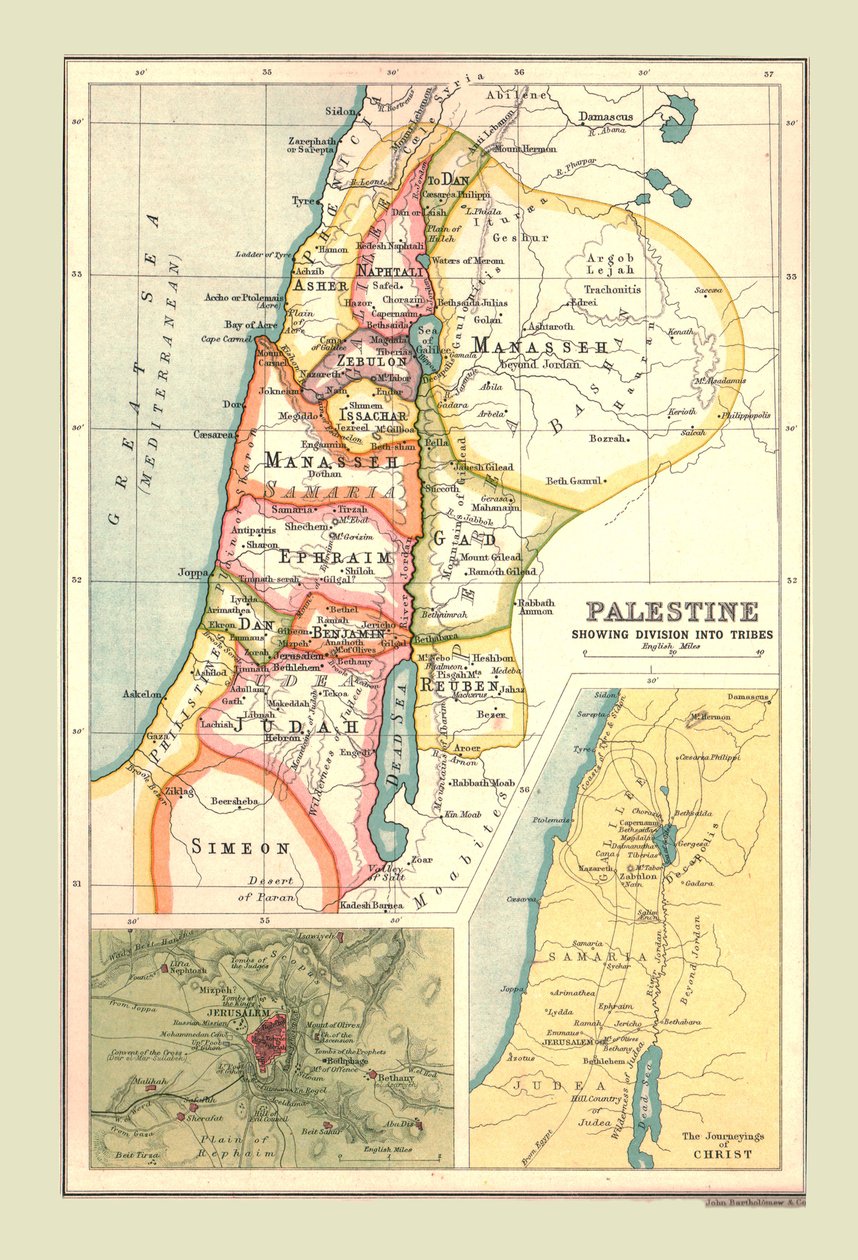 Kart over Palestina, viser inndeling i stammer, 1902. av Unbekannt