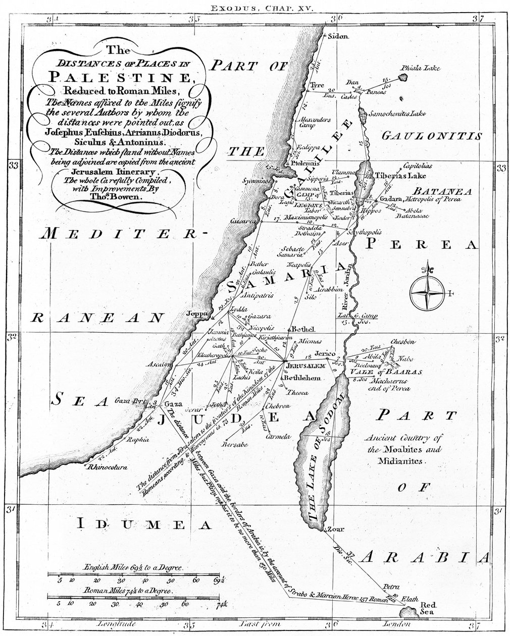 Kart over Palestina basert på eldgamle forfattere, c1830 av Unbekannt