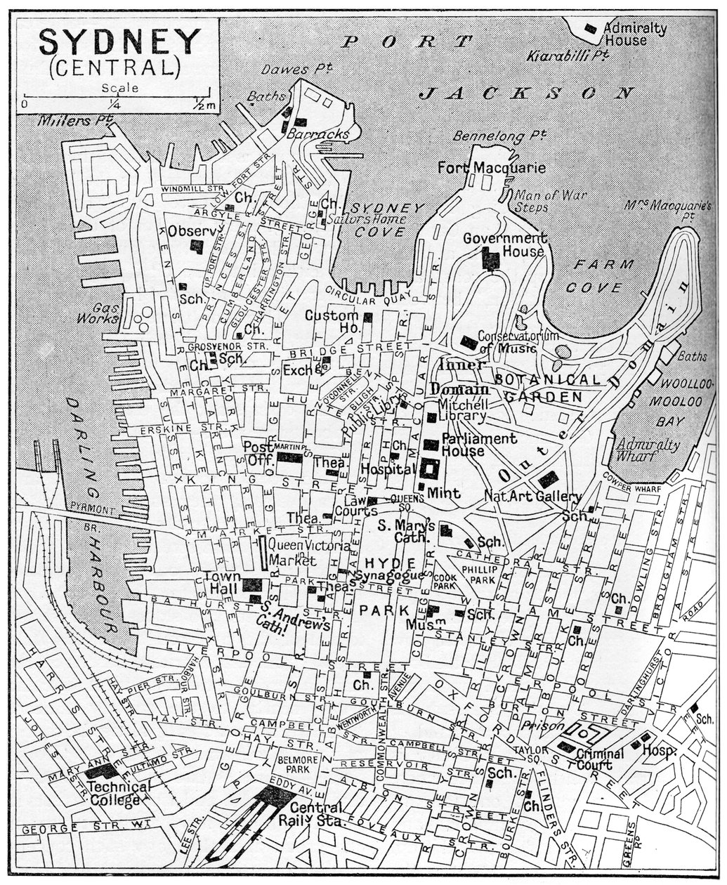Kart over sentrale Sydney, New South Wales, Australia, c1924 av Unbekannt