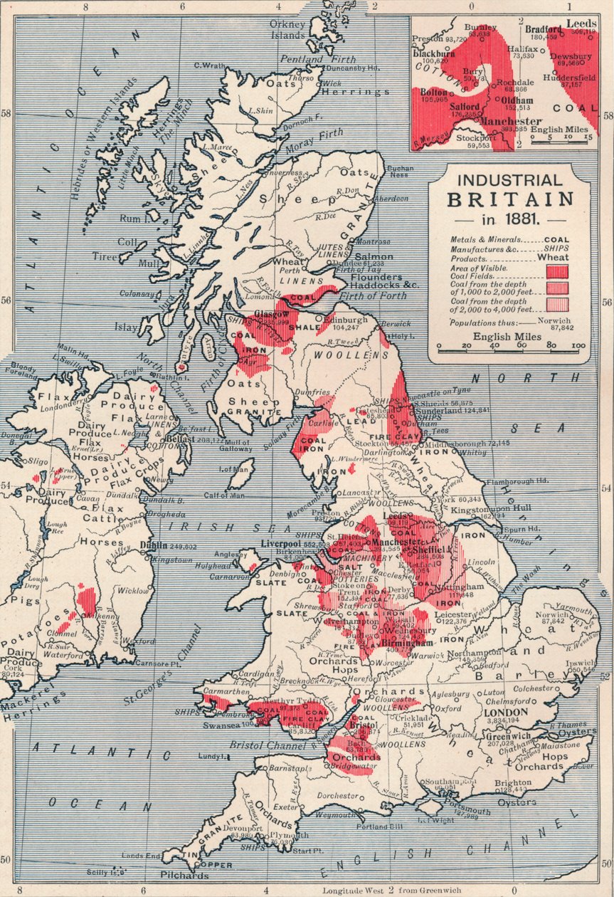 Kart over det industrielle Storbritannia i 1881, 1906 av Unbekannt