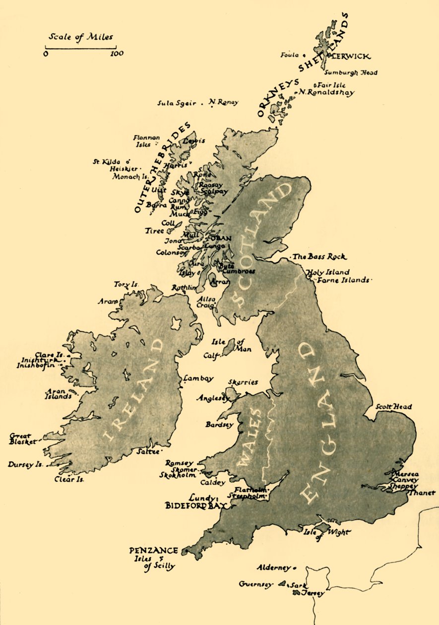Kart over De britiske øyer, 1946. av Unbekannt