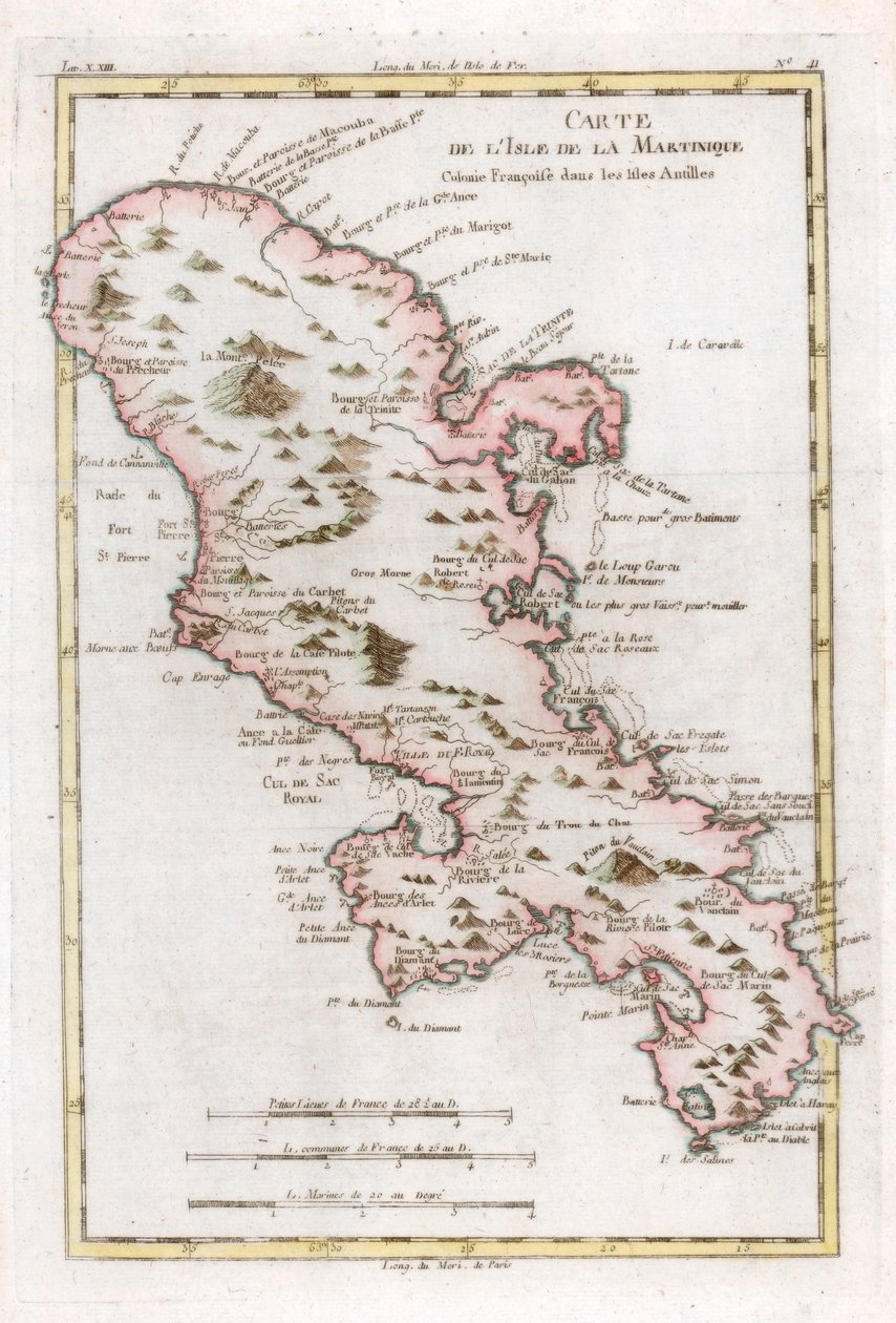 Kart over den karibiske øya Martinique, c1783 av Unbekannt