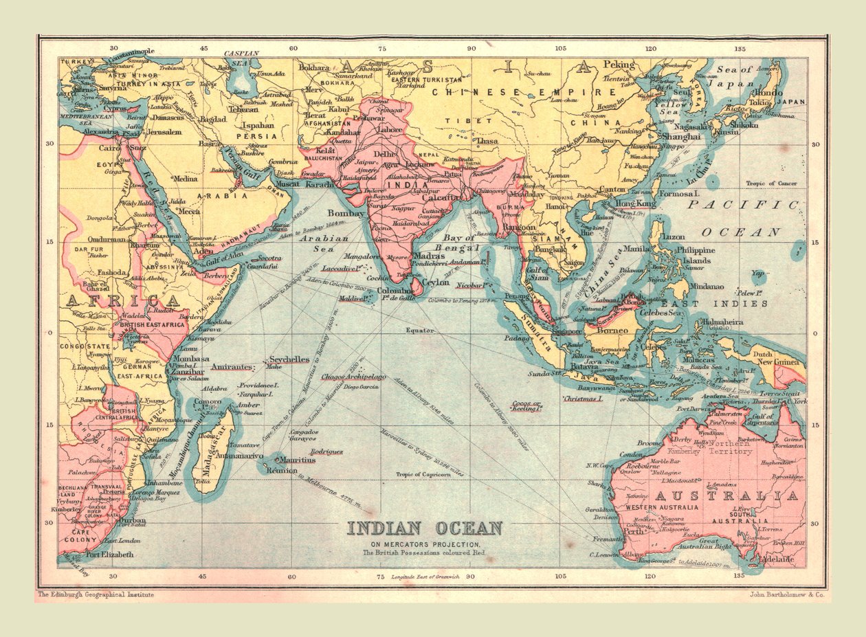 Kart over Det indiske hav, 1902. av Unbekannt