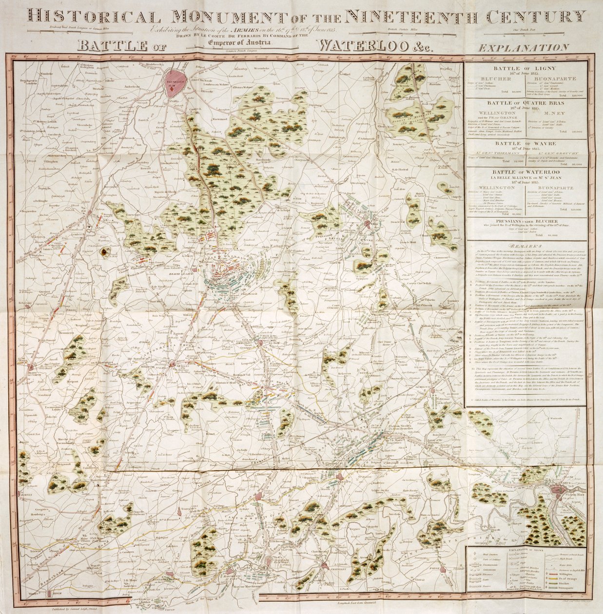 Kart over Waterloo-kampanjen, 1815, Walmer Castle, Kent av Unbekannt