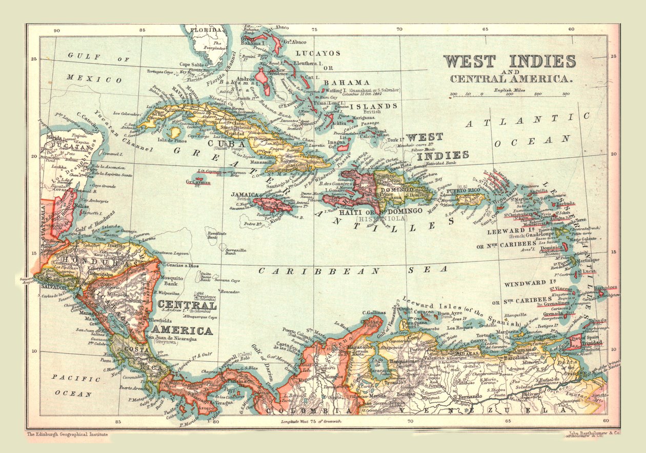 Kart over Vestindia og Mellom-Amerika, 1902. av Unbekannt