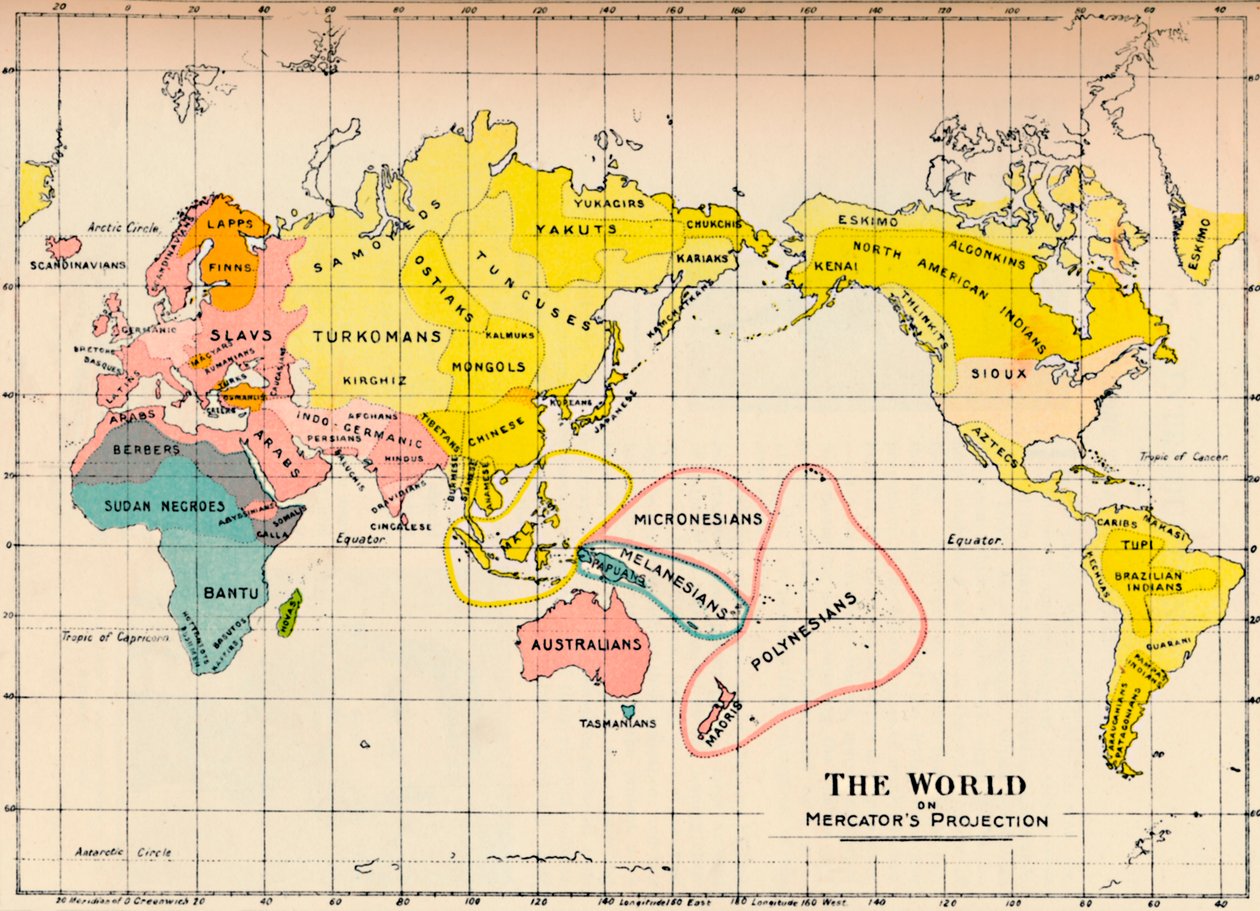 Kart over verden på Mercators Projection, 1902 av Unbekannt