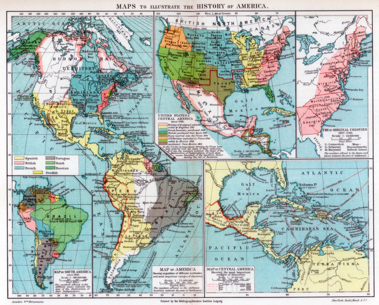 Kart for å illustrere historien til Amerika, 1901 av Unbekannt