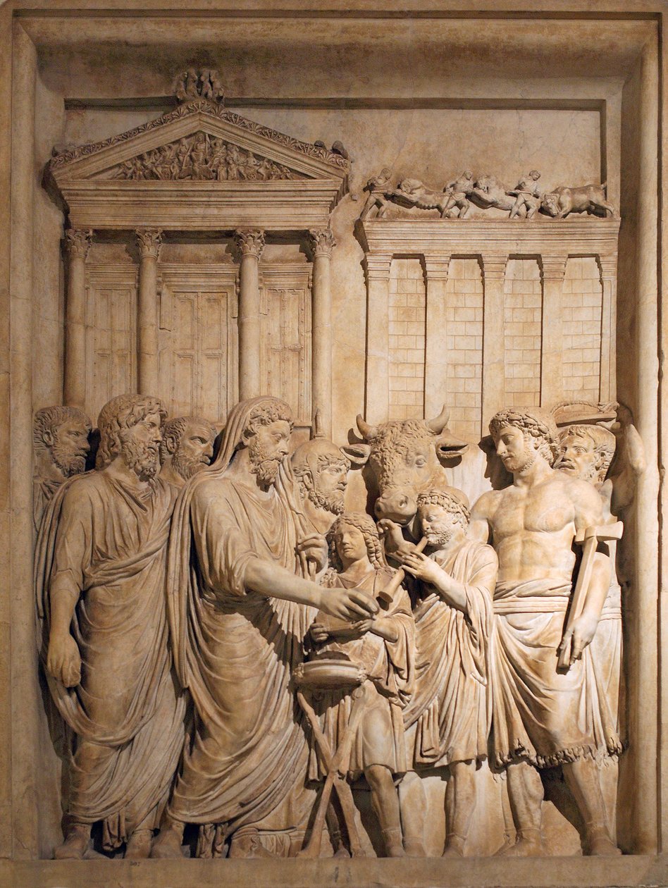 Marcus Aurelius og medlemmer av den keiserlige familien ofrer i takknemlighet for suksess mot germanske stammer, ca 176-182 av Unbekannt
