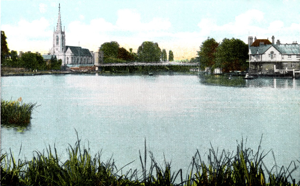 Marlow Bridge and Church, Buckinghamshire, 1900-tallet av Unbekannt