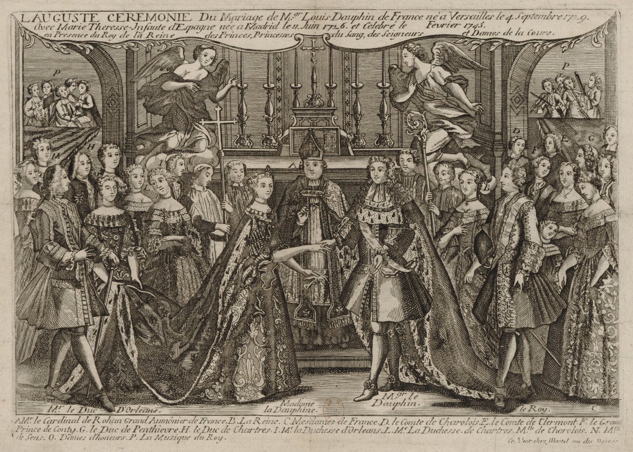 Ekteskap med Louis, Dauphin av Frankrike med Marie Thérèse Raphaëlle, Infanta av Spania i 1745 i Versailles, 1745 av Unbekannt