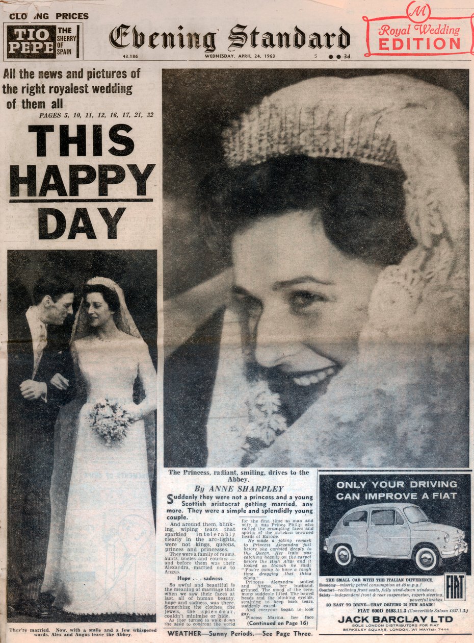 Ekteskap med prinsesse Alexandra og Angus Ogilvy, 24. april 1963 av Unbekannt