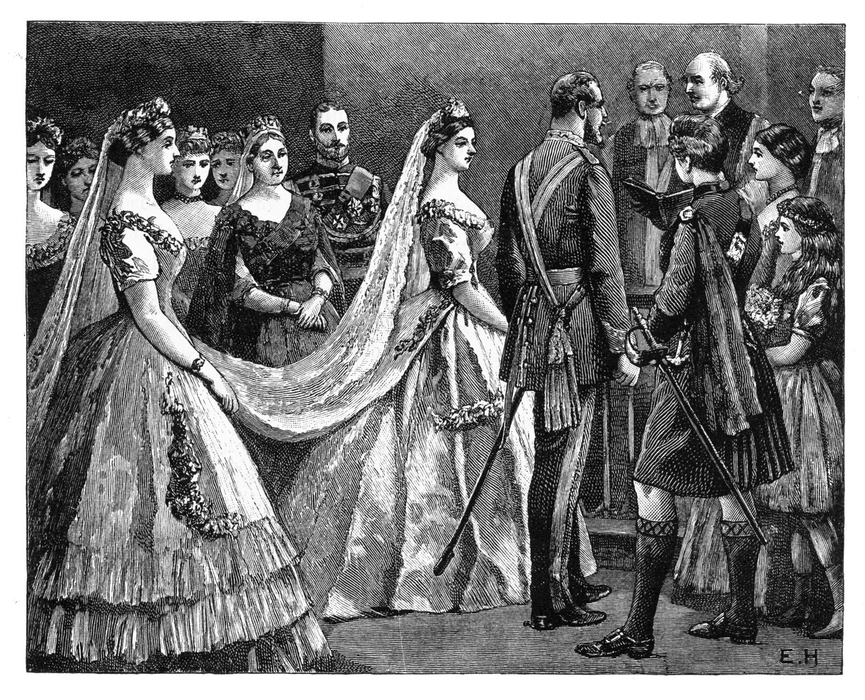 Ekteskap mellom prinsesse Helena og prins Christian, 5. juli 1866 sent på 1800-tallet av Unbekannt