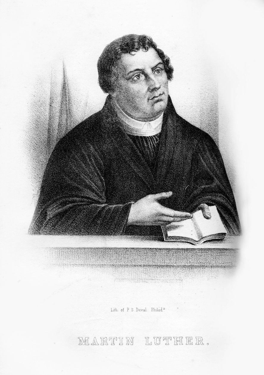 Martin Luther , tysk teolog, augustinermunk og kirkelig reformator, 1854 av Unbekannt