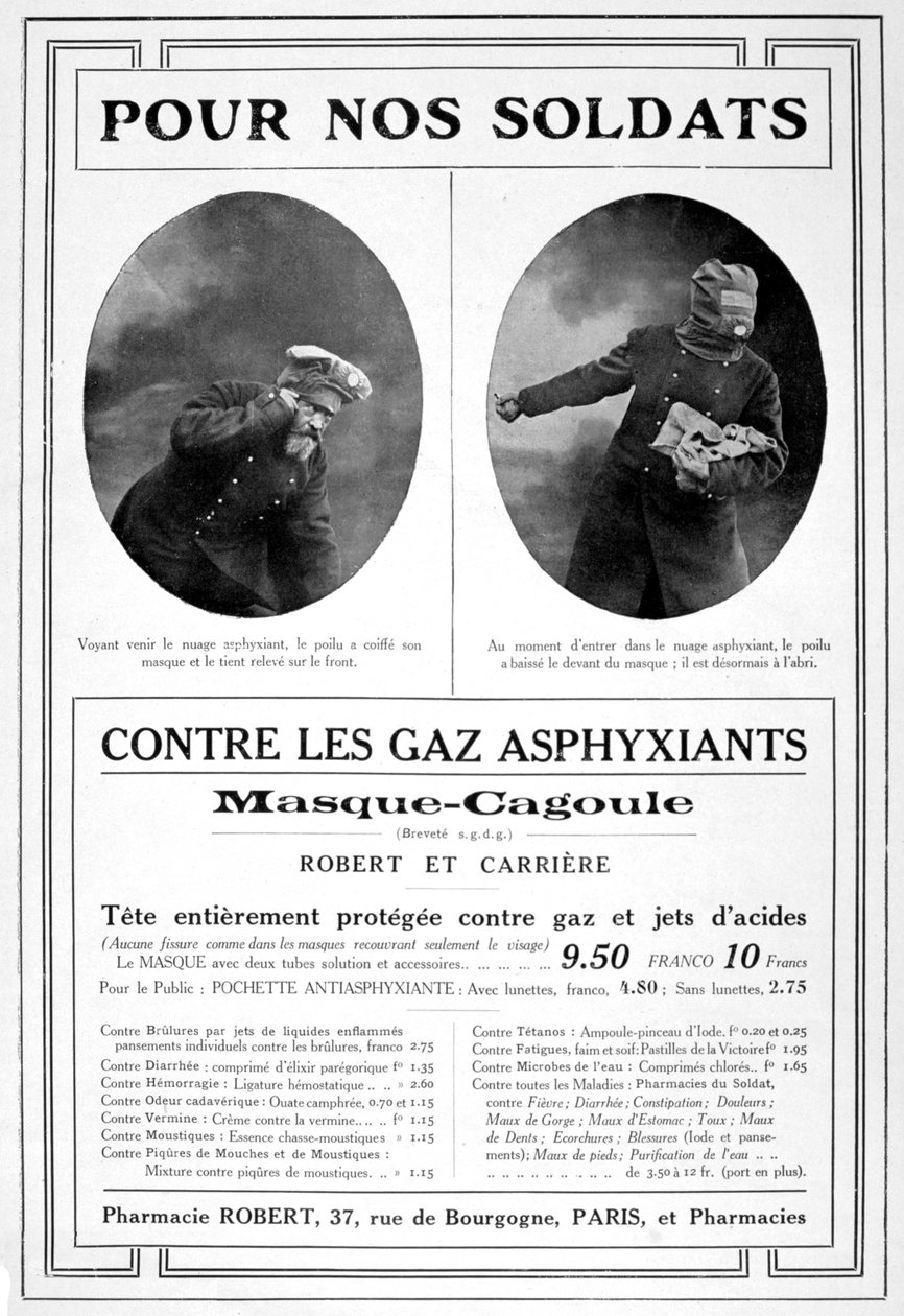Gassmaske-annonse, 1915 av Unbekannt