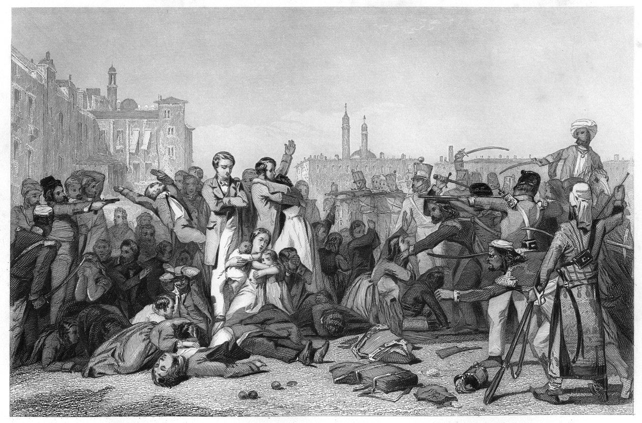 Massakre ved Cawnpore, 1857, c1860 av Unbekannt