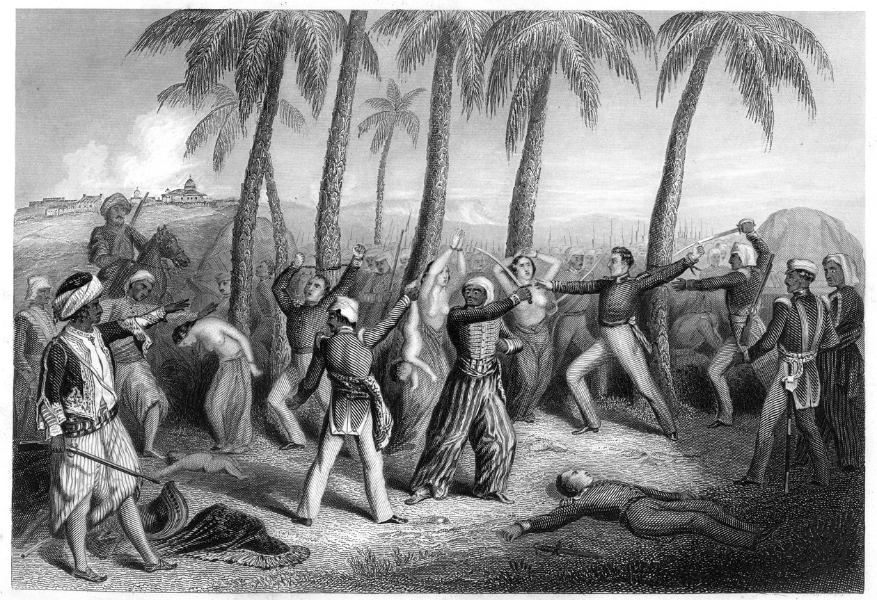 Massakre på engelske offiserer og deres koner i Jhansi, 1857, c1860 av Unbekannt