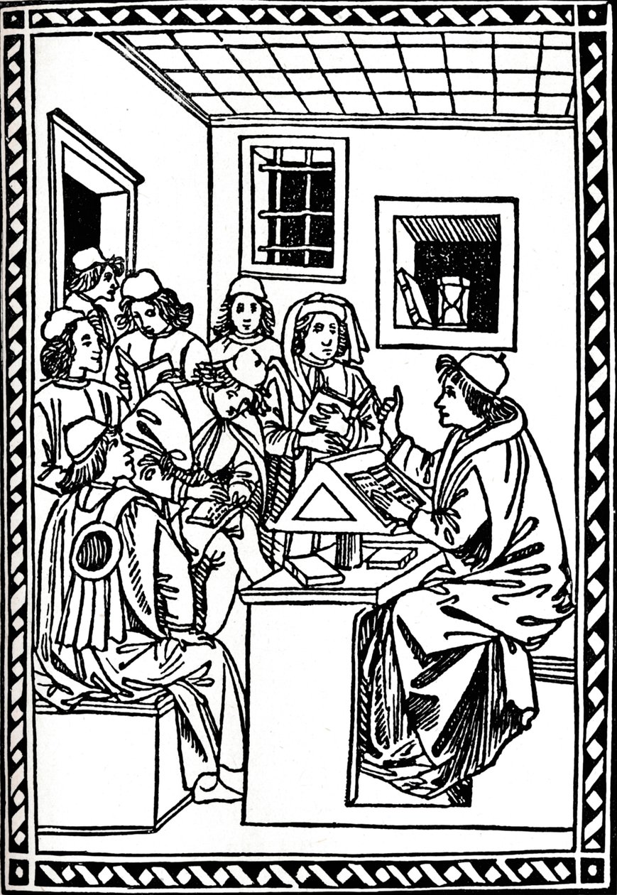 Mestre med sine studenter. Christoforo Landino, 1492, 1917 av Unbekannt