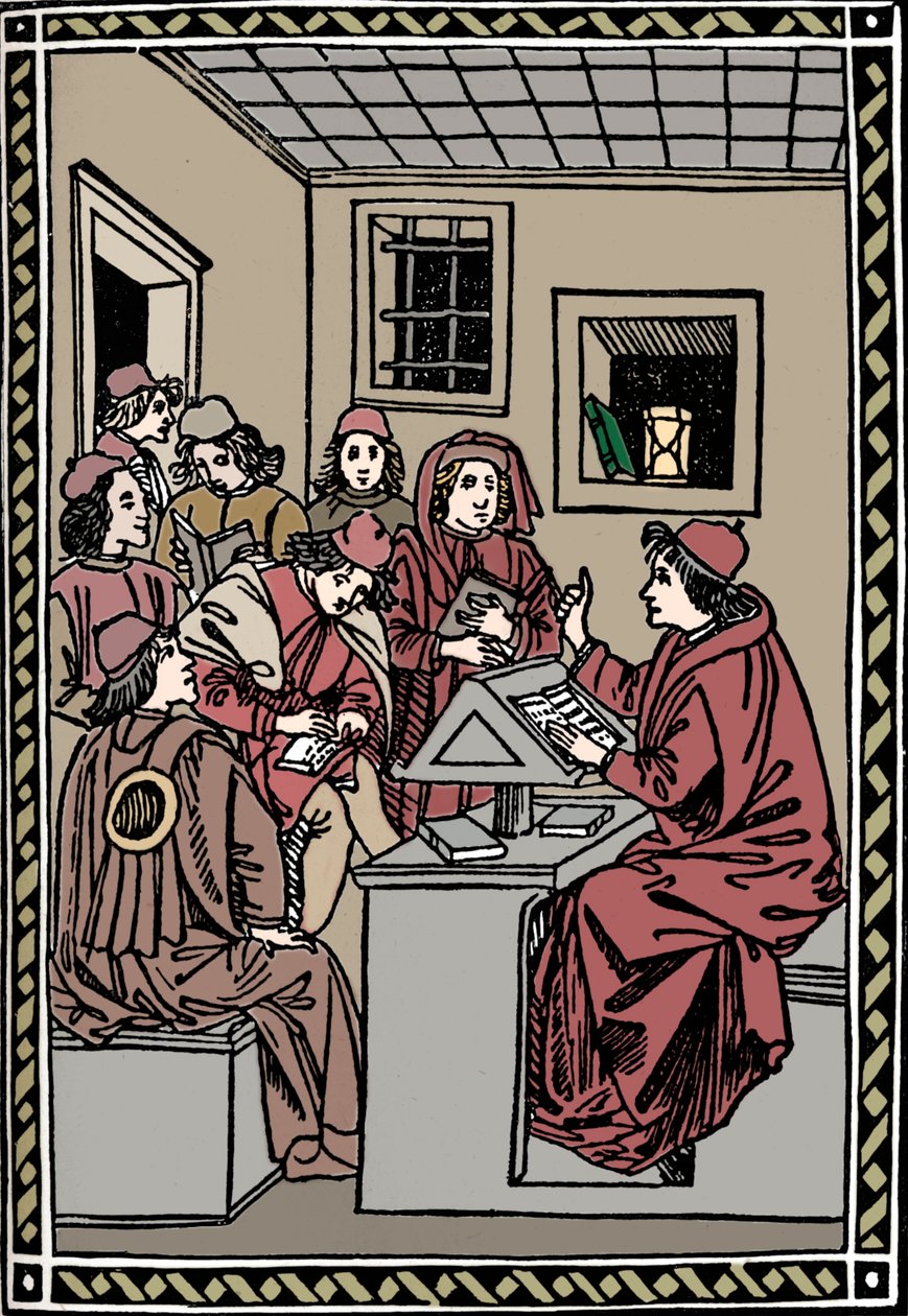 Mestre med sine studenter. Christoforo Landino, 1492, 1917 av Unbekannt
