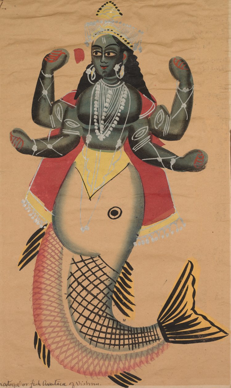 Matsya, fiskeinkarnasjon av Vishnu, 1500-tallet. av Unbekannt