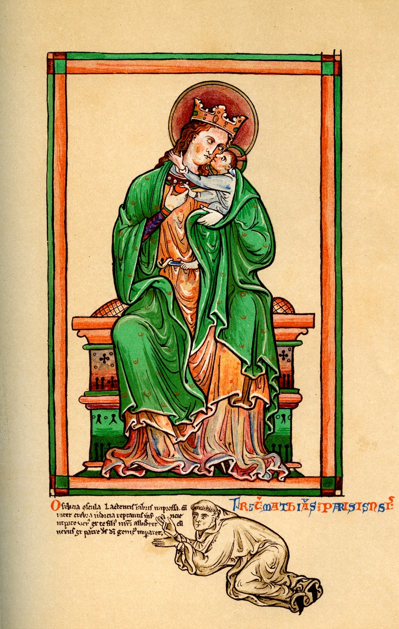 Matthew Paris ved føttene til jomfruen og barnet, 1200-tallet, 1892 av Unbekannt
