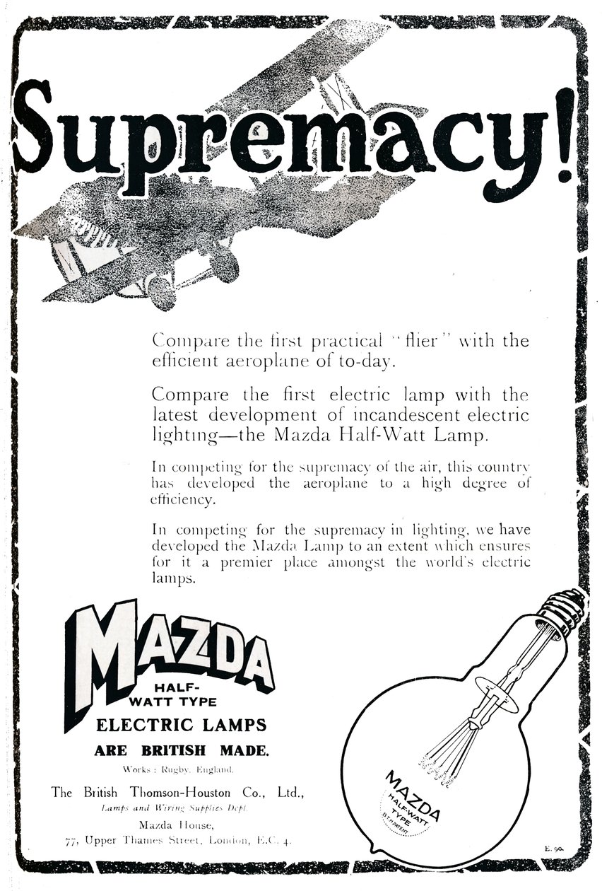 Mazda halvwatt type elektriske lamper annonse, 1919 av Unbekannt