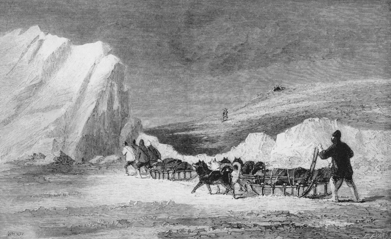 McLintocks Search Party finner en av Franklins Cairns ved Cape Herschel, ca 1859, 1928 av Unbekannt
