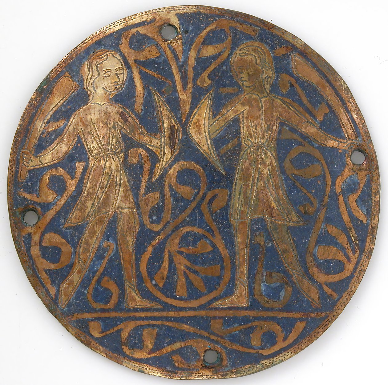 Medaljong med to unge krigere med Falchions og Bucklers, fransk, ca. 1240-60. av Unbekannt
