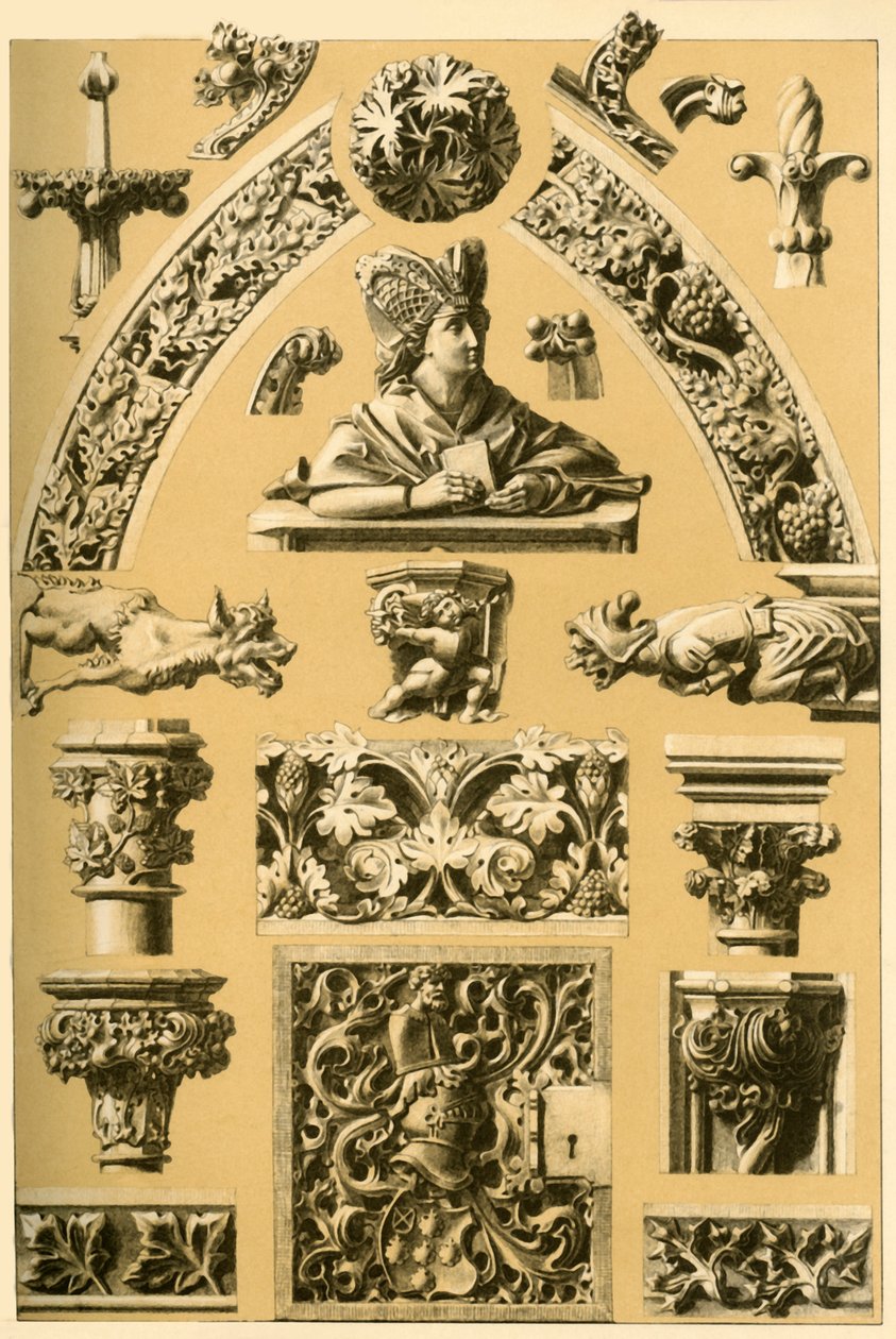 Middelaldersk arkitektonisk ornament og skulptur, 1898. av Unbekannt