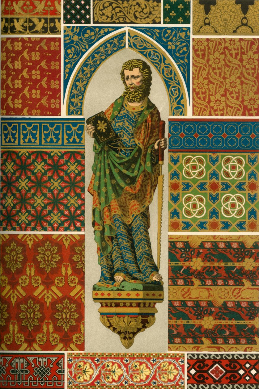 Middelalderveving, broderi, emalje og malt skulptur, 1898. av Unbekannt