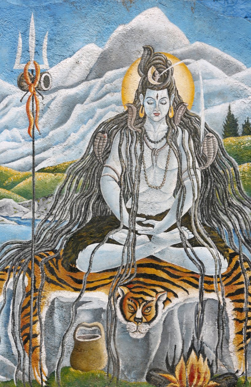 Mediterer Shiva med naja-slanger i Pashupatinath, Kathmandu, Nepal av Unbekannt